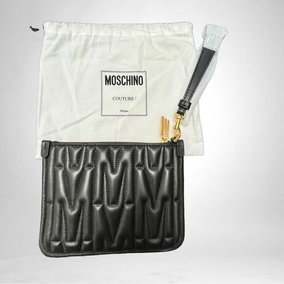 MOSCHINO Couture Quilted Logo Clutch Wrislet New with Tags and Dustbag - Picture 2 of 9